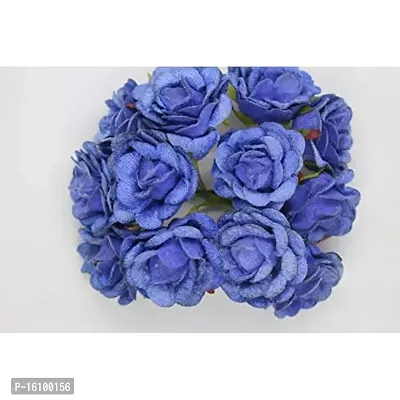 Classic Artificial Velvet Flowers Hair Accessory Art Party Decor Flowers -(Pack Of 36 Pcs,Blue)-thumb3