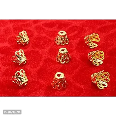 Classic Combo Of Golden Fancy Flower Bead Caps For Silk Thread Jewellery Making (6 Mm - 500 Pcs) (8 Mm - 250 Pcs)-thumb4