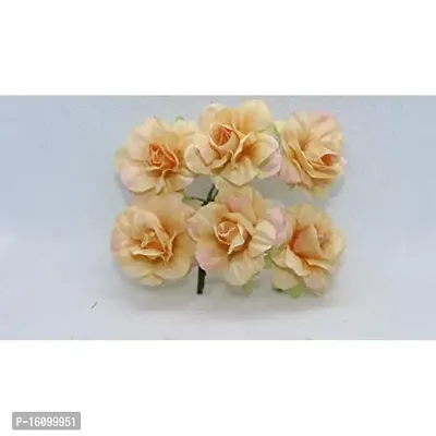 Classic Artificial Satin Flowers Jewellery Art Flowers -(Pack Of 30 Pcs ,Orange)-thumb3