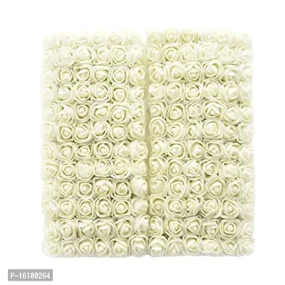 Classic Rose Flower Heads Mini Foam Artificial Roses Diy Wedding Flowers Accessories Make Bridal Hairclip,Headbands,Party Baby Shower Home Decorate Flower 2 Cm (White, 72)-thumb0