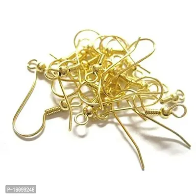 Classic Golden Finish Metal Jewellery Making Earring Hooks Pack Of 100 Pcs (Gold)