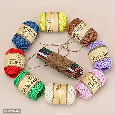 Classic Just Flowers Jute Thread Twisted Rope 8 Colors For Diy Art And Craft Projects And Decoration(Pack Of 8)-thumb0
