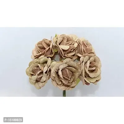 Classic Velvet Flowers Hair Accessory Craft Decor Flowers -(Pack Of 36 Pcs,Brown)-thumb2