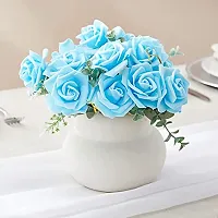 Classic Rose Flower Heads Mini Foam Artificial Roses Diy Wedding Flowers Accessories Make Bridal Hairclip,Headbands,Party Baby Shower Home Decorate Flower 7 Cm (Sky Blue, 24)-thumb1