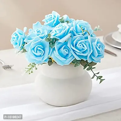 Classic Rose Flower Heads Mini Foam Artificial Roses Diy Wedding Flowers Accessories Make Bridal Hairclip,Headbands,Party Baby Shower Home Decorate Flower 7 Cm (Sky Blue, 24)-thumb2