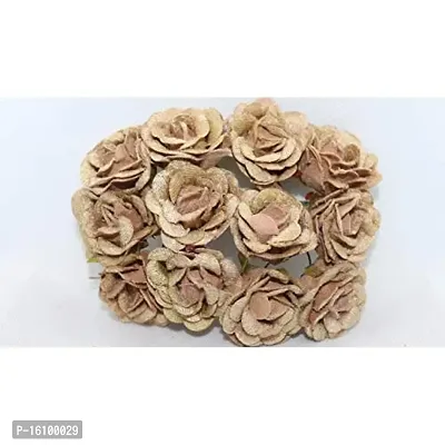 Classic Velvet Flowers Hair Accessory Craft Decor Flowers -(Pack Of 36 Pcs,Brown)