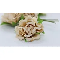 Classic Artificial Satin Flowers Home Decor Craft Flowers -(Pack Of 30 Pcs, Light Brown)-thumb2