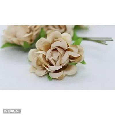 Classic Artificial Satin Flowers Home Decor Craft Flowers -(Pack Of 30 Pcs, Light Brown)-thumb3