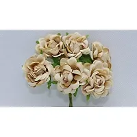 Classic Artificial Satin Flowers Home Decor Craft Flowers -(Pack Of 30 Pcs, Light Brown)-thumb1