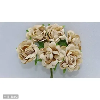 Classic Artificial Satin Flowers Home Decor Craft Flowers -(Pack Of 30 Pcs, Light Brown)-thumb2