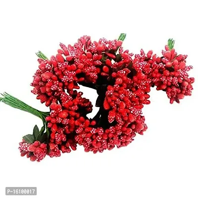 Classic Artificial Pollen Flowers For Tiara Making And Jewelry Making 144Pcs Pollens Red-thumb2