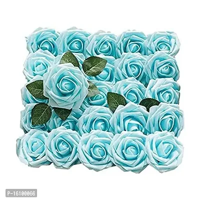 Classic Artificial Foam Rose Sky Blue (Pack Of 36) (Sky Blue)