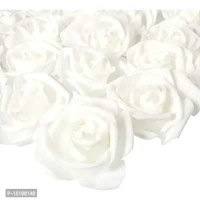 Classic Rose Flower Heads Mini Foam Artificial Roses Diy Wedding Flowers Accessories Make Bridal Hairclip,Headbands,Party Baby Shower Home Decorate Flower 7 Cm (White, 24)-thumb0