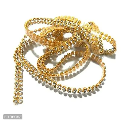 Classic 2 Line Stone Lace For Bangles/Jewellery Decoration For Women, Golden