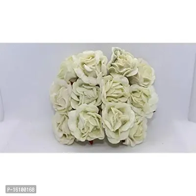 Classic Artificial Velvet Flowers Hair Accessory Art And Craft Party Decor Flowers -(Pack Of 36 Pcs,Cream)-thumb4