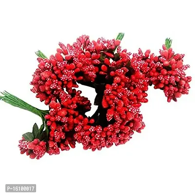 Classic Artificial Pollen Flowers For Tiara Making And Jewelry Making 144Pcs Pollens Red