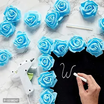 Classic Rose Flower Heads Mini Foam Artificial Roses Diy Wedding Flowers Accessories Make Bridal Hairclip,Headbands,Party Baby Shower Home Decorate Flower 7 Cm (Sky Blue, 24)-thumb3