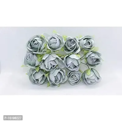 Classic Artificial Satin Rose Flowers Decoration Art And Craft Flowers -(Pack Of 30 Pcs ,Grey)