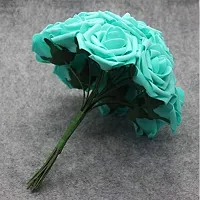 Classic Big Mulberry Paper Rose Art Craft Flowers Bunch (Sky Blue) - Set Of 36 Pieces-thumb3