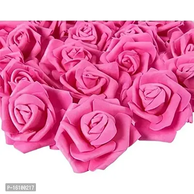 Classic Rose Flower Heads Mini Foam Artificial Roses Diy Wedding Flowers Accessories Make Bridal Hairclip,Headbands,Party Baby Shower Home Decorate Flower 7 Cm (Dark Pink, 24)