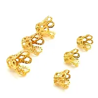 Classic Combo Of Golden Fancy Flower Bead Caps For Silk Thread Jewellery Making (6 Mm - 500 Pcs) (8 Mm - 250 Pcs)-thumb1