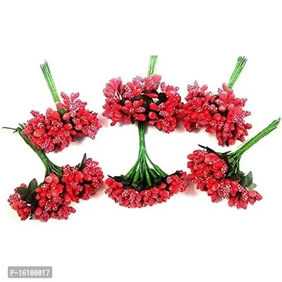 Classic Artificial Pollen Flowers For Tiara Making And Jewelry Making 144Pcs Pollens Red-thumb3