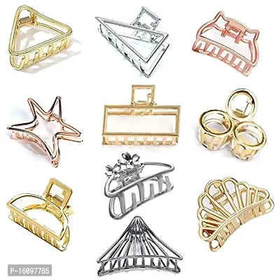 Metal Hair Clips For Women Stylish Latest Medium Size Clutchers For Hair, Cute Hair Clips For Girls, Hair Clutcher For Women, Multi Design, (Pack Of 8)