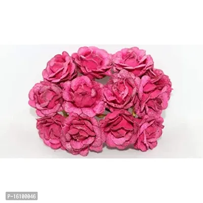 Classic Velvet Flowers Hair Accessory Decor - (Pack Of 36 Pcs, Dark Pink)-thumb4