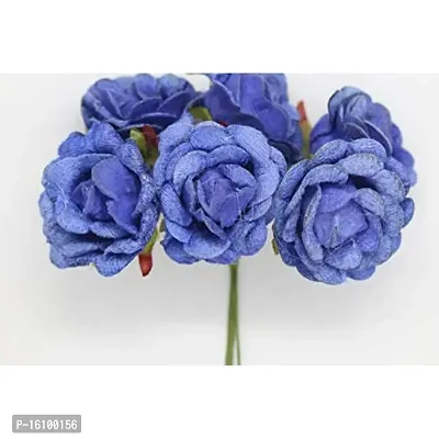 Classic Artificial Velvet Flowers Hair Accessory Art Party Decor Flowers -(Pack Of 36 Pcs,Blue)-thumb4