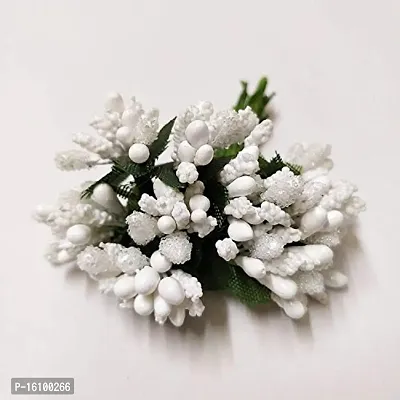 Classic Artificial Pollen Flowers For Tiara Making And Jewelry Making 144Pcs Pollens White-thumb0