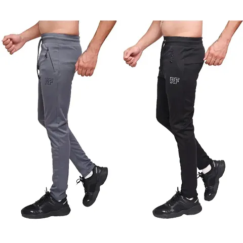 Classic Synthetic Solid Track Pants for Men, Pack of 2