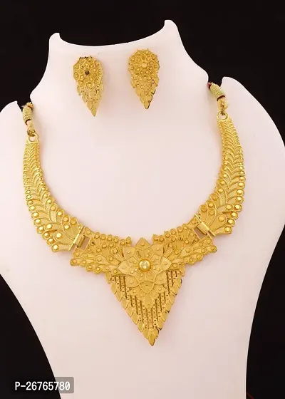 Stylish Golden Brass Beads Jewellery Set For Women-thumb0