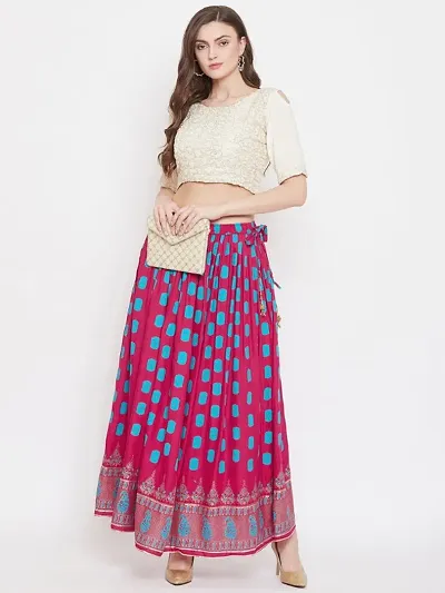 Beautiful Rayon Stitched Ethnic Skirt for Women