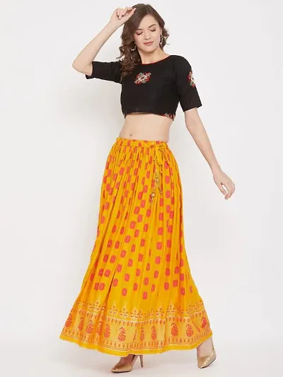 Beautiful Rayon Stitched Ethnic Skirt for Women