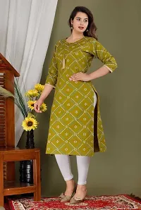 Straight Green Printed Viscose Rayon Kurta For Women-thumb1