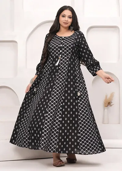 Elegant Rayon Printed Anarkali Kurta