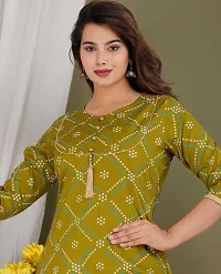 Straight Green Printed Viscose Rayon Kurta For Women-thumb2