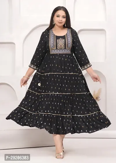 Stylish Viscose Rayon Stitched Ethnic Gown For Women-thumb0