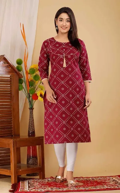 Stylish Viscose Rayon Printed Straight Kurta