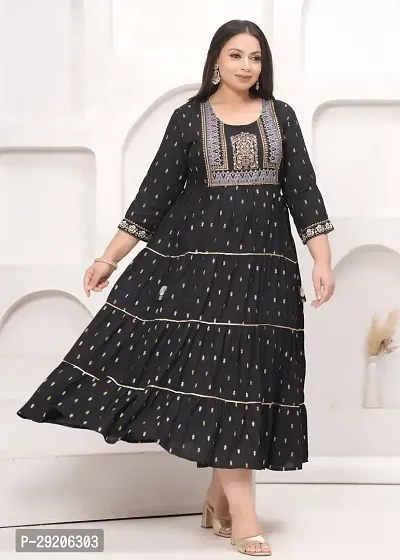 Stylish Viscose Rayon Stitched Ethnic Gown For Women-thumb2