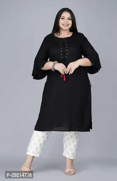 Stylish Black Viscose Rayon Kurta With Bottom Wear Set For Women
