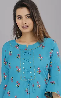 Stylish A-Line Blue Printed Viscose Rayon Kurta Bottom Set For Women-thumb2