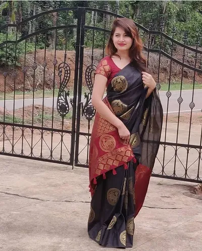 Beautiful Art Silk Jacquard Weaving Saree with Blouse piece