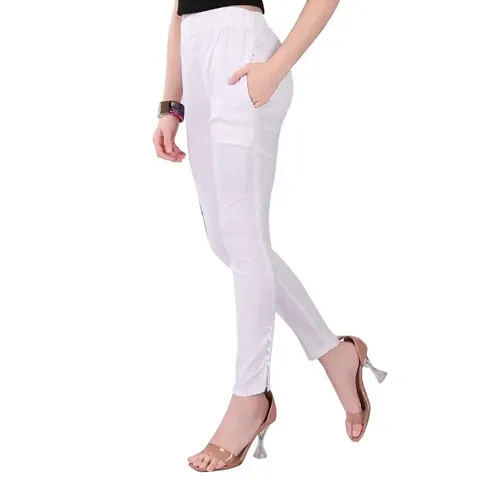 Florence Branded White Cotton Cigar Pant Trouser