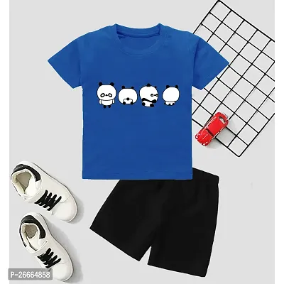 Stunning Cotton Blend Printed T-Shirts with Shorts For Kids-thumb0