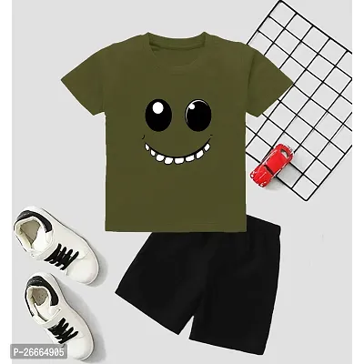 Stunning Cotton Blend Printed T-Shirts with Shorts For Kids-thumb0