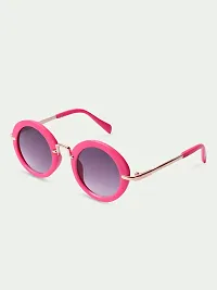 Dukiekooky Kids Unisex Black Lens  Pink Frame Round Sunglasses-thumb1