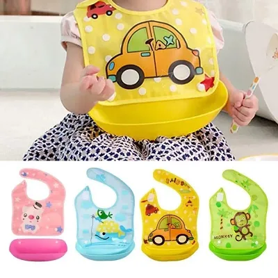 Premium Quality Baby Detachable Waterproof Apron / Tray Bib/Useful/Baby Care/Gift Set 2 Pcs Of Assorted Colour