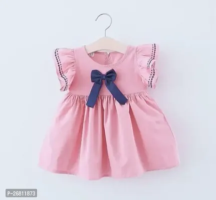 Fabulous Pink Cotton Solid Frock For Girls