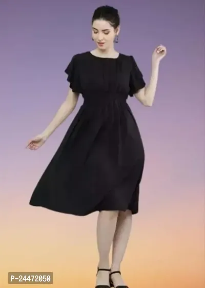 Stylish  Rayon Self Pattern A-Line Dress For Women-thumb0